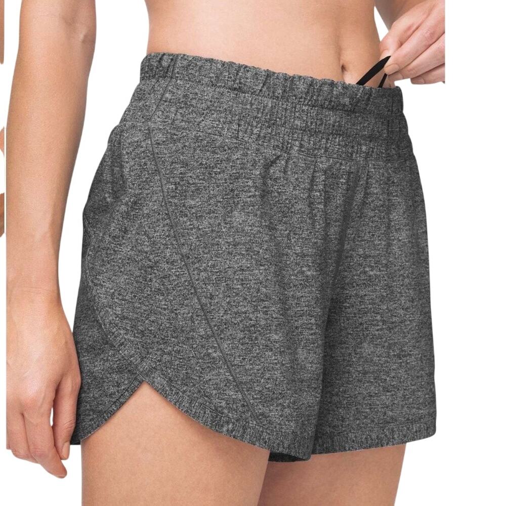 Lululemon Women’s Track That Shorts Lined Mid Rise sz 14 Gray Space Dye - Picture 4 of 11